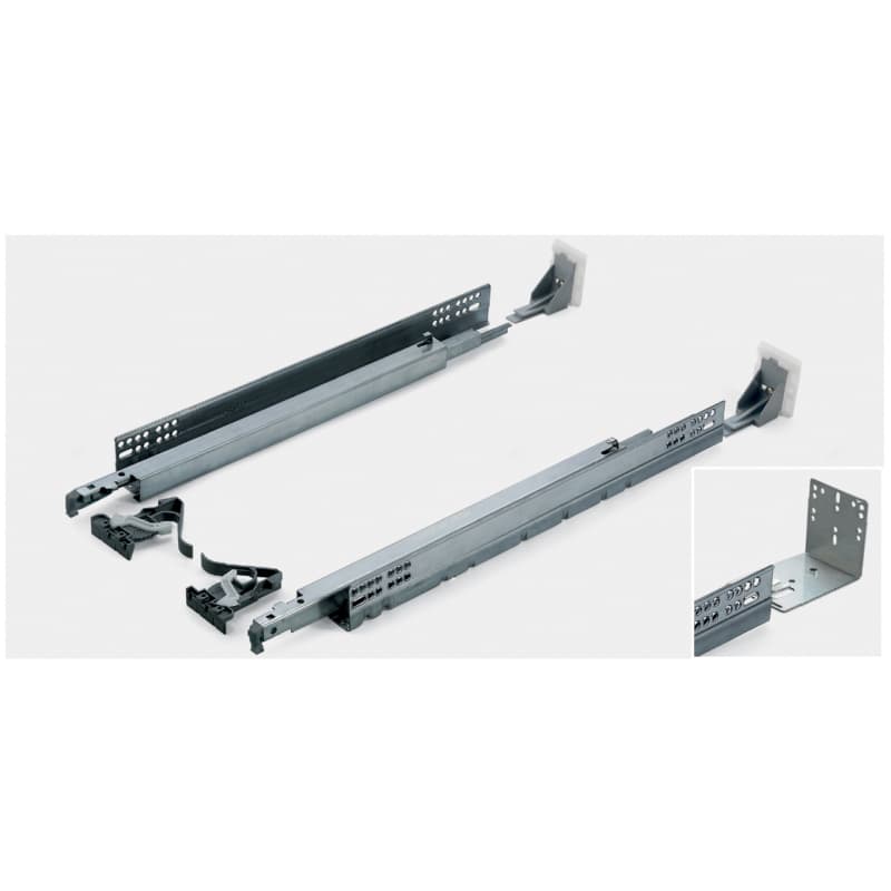 21" Futura PUSH Undermount Drawer Slide for 5/8" Material, 100lb Capacity, Full Extension, Undermount, Push-to-Open