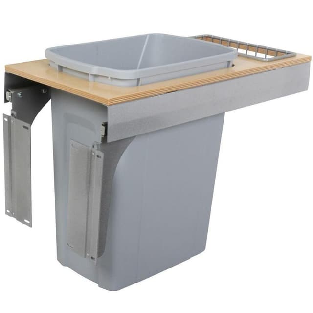 Single 35 QT Top-Mount Waste Container, Platinum