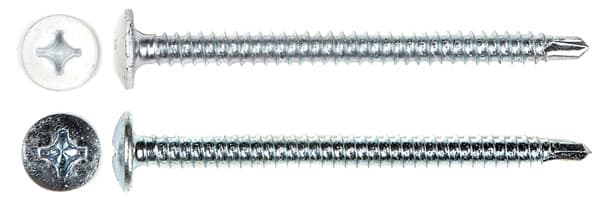 #10 x 2-1/2" Truss Head Installation Screw, Phillips Drive Fine Thread and Drill Point, Zinc with White Head, Box of 5 Hundred by Wurth
