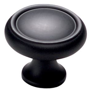 1-1/4" Traditional Round Cabinet Knob, Flat Black