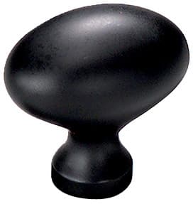 1-3/8" Traditional Oval Cabinet Knob, Flat Black