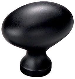1-3/8" Traditional Oval Cabinet Knob, Flat Black