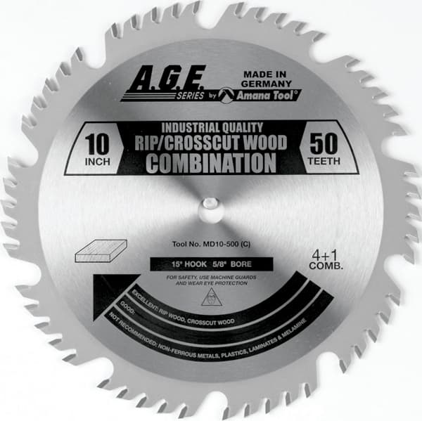 10" x 50 Teeth Combination Rip/Cross-Cut Saw Blade, 3.2mm Kerf
