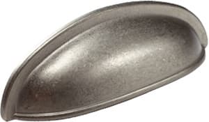 3" Traditional Designs Cup Pull, Distressed Nickel, 3-3/4" Length