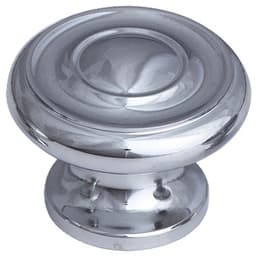 1-1/4" x 7/8" Traditional Round Cabinet Knob, Polished Chrome