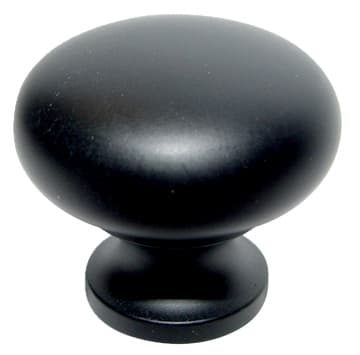 1-1/4" x 1" Traditional Round Cabinet Knob, Flat Black