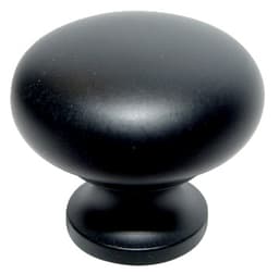 1-1/4" x 1" Traditional Round Cabinet Knob, Flat Black