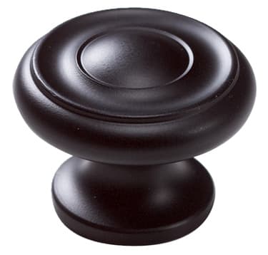 1-1/4" x 7/8" Traditional Round Cabinet Knob, Flat Black