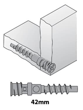 6mm x 42mm Double Locking Connecting Screw, Zinc