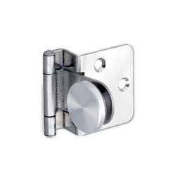 Inset Glass Door Hinge with Rounded Plate, 59.4mm Open Width, Plain