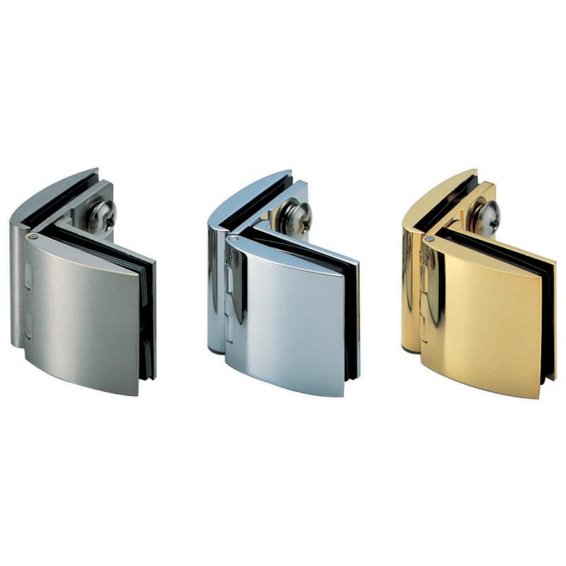 Inset Glass Door Hinge with Catch, Satin Nickel
