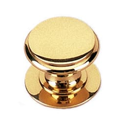 16mm Round Knob with Footed Base, Polished Brass