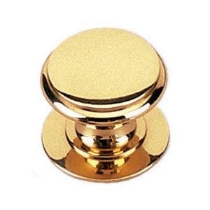 22mm Round Knob with Footed Base, Polished Brass