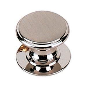 22mm Round Knob with Footed Base, Satin Nickel