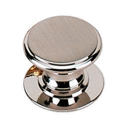 22mm Round Knob with Footed Base, Satin Nickel