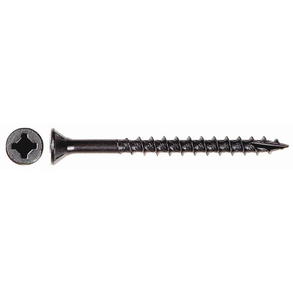 #8 x 3" Flat Head Assembly Screw, Combo Drive Coarse Thread with Nibs and Type 17 Auger Point, Black, Box of Thousand by Wurth