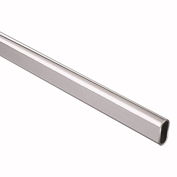1-1/8" Diameter 96" Long Oval Closet Rod, Chrome Finish