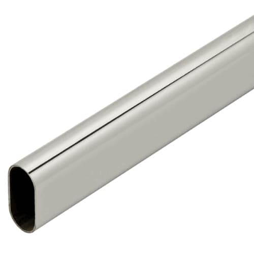 PRO 1-1/8" x 5/8" Oval 8' Long 16 Ga Closet Closet Rod, Aluminum, Dull Chrome Finish