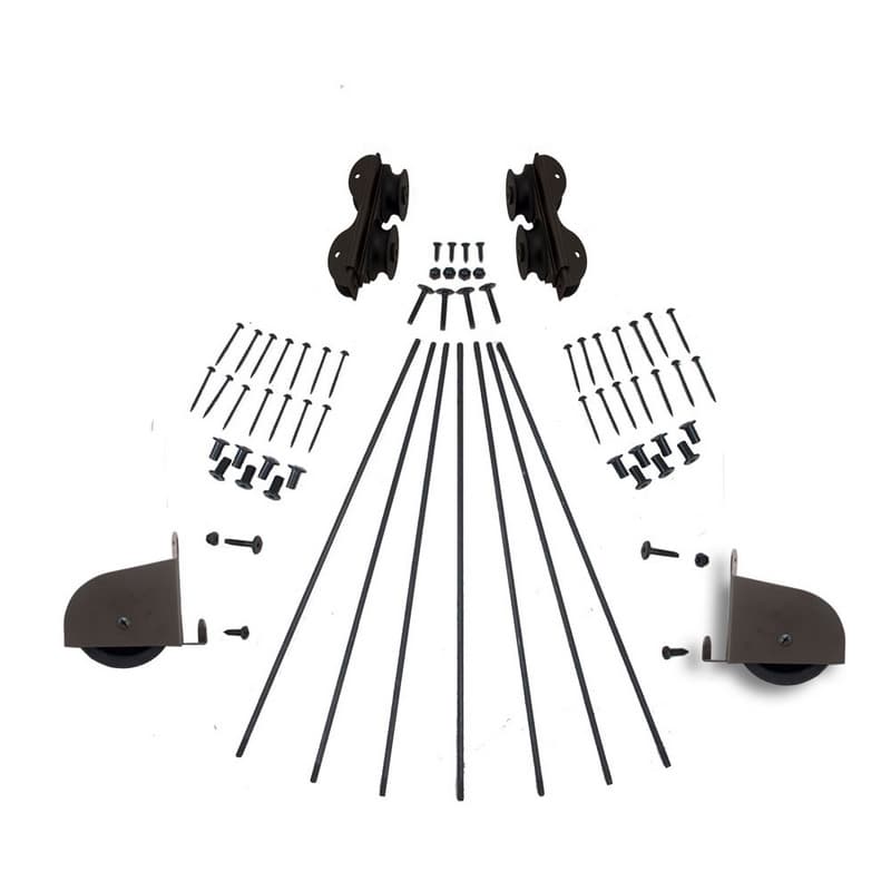 Contemporary Rolling Hardware Kit for 20" Wide Library Ladder, Oil Rubbed Bronze Finish