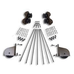 Contemporary Rolling Hardware Kit for 20" Wide Library Ladder, Hammered Antique Brass Finish