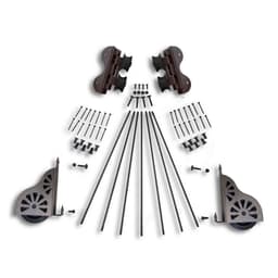Swivel Rolling Hardware Kit with Brake for 20" Wide Library Ladder, Hammered Antique Brass Finish