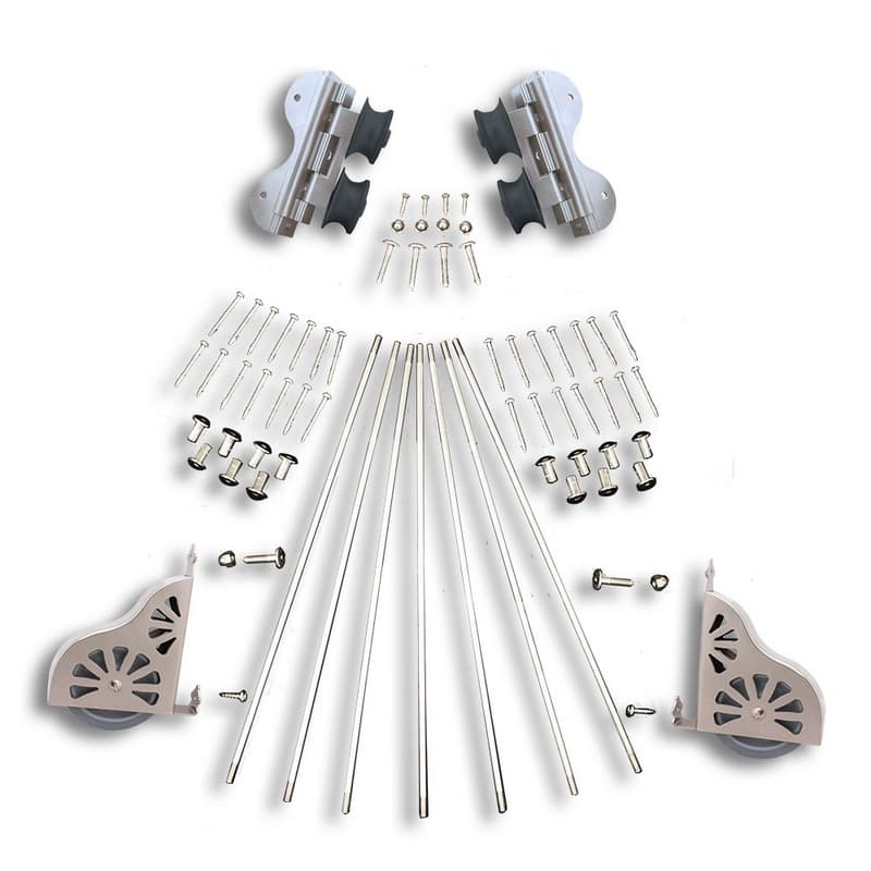 Swivel Rolling Hardware Kit for 20" Wide Library Ladder, Satin Nickel Finish