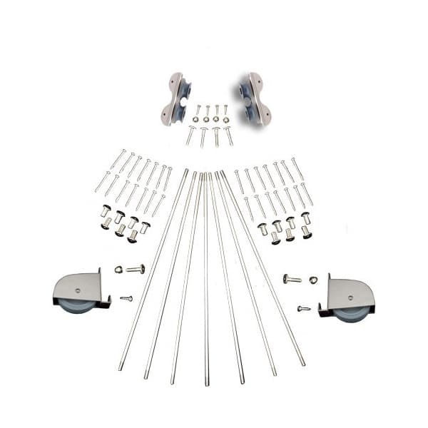Contemporary Rolling Hook Ladder Hardware Kit for 20" Wide Library Ladder, Satin Nickel Finish