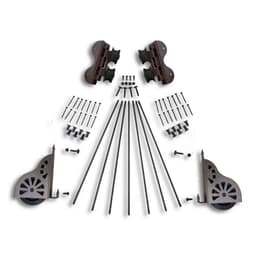 Swivel Rolling Hardware Kit for 20" Wide Library Ladder, Hammered Antique Brass Finish