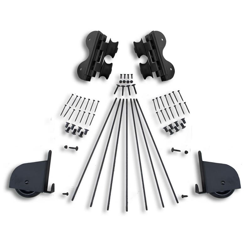 Contemporary Swivel Rolling Hardware Kit for 20" Wide Library Ladder, Black Finish