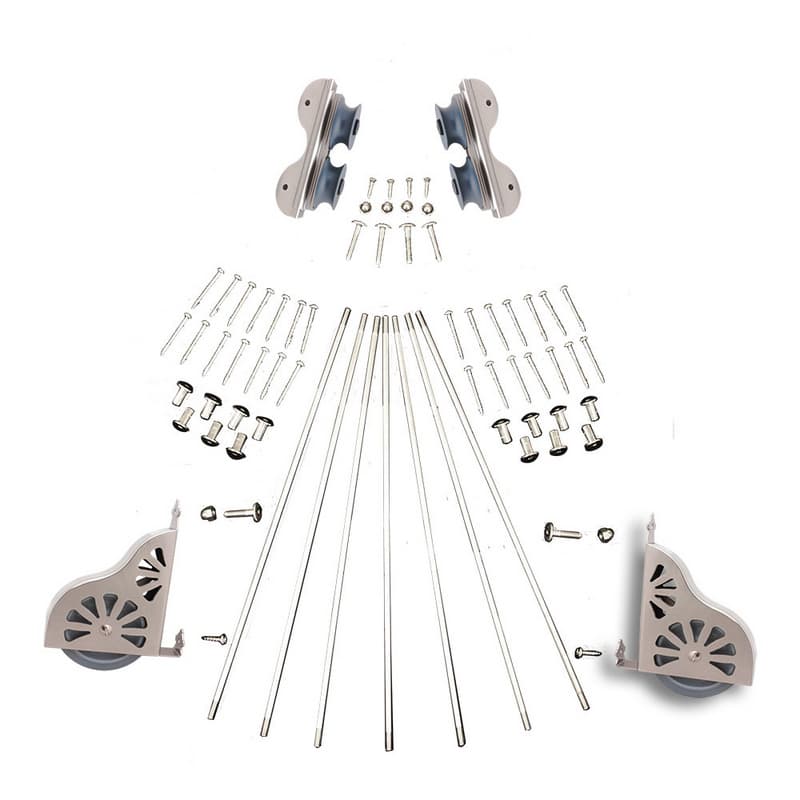 Rolling Hardware Kit for 20" Wide Library Ladder, Satin Nickel Finish