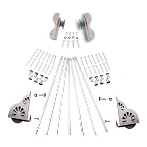 Rolling Hook Ladder Hardware Kit with Brake for 20" Wide Library Ladder, Satin Nickel Finish