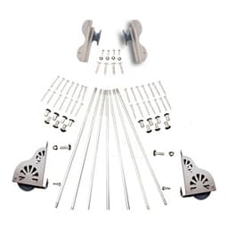 Rolling Hook Ladder Hardware Kit with Brake for 20" Wide Library Ladder, Satin Nickel Finish