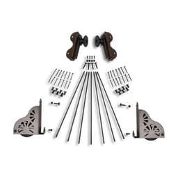 Rolling Hook Ladder Hardware Kit with Brake for 20" Wide Library Ladder, Hammered Antique Brass Finish