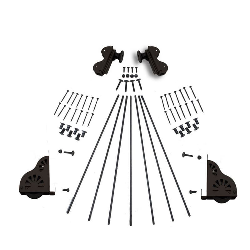 Rolling Hook Ladder Hardware Kit with Brake for 20" Wide Library Ladder, Oil Rubbed Bronze Finish