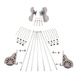 Rolling Hook Ladder Hardware Kit for 20" Wide Library Ladder, Satin Nickel Finish