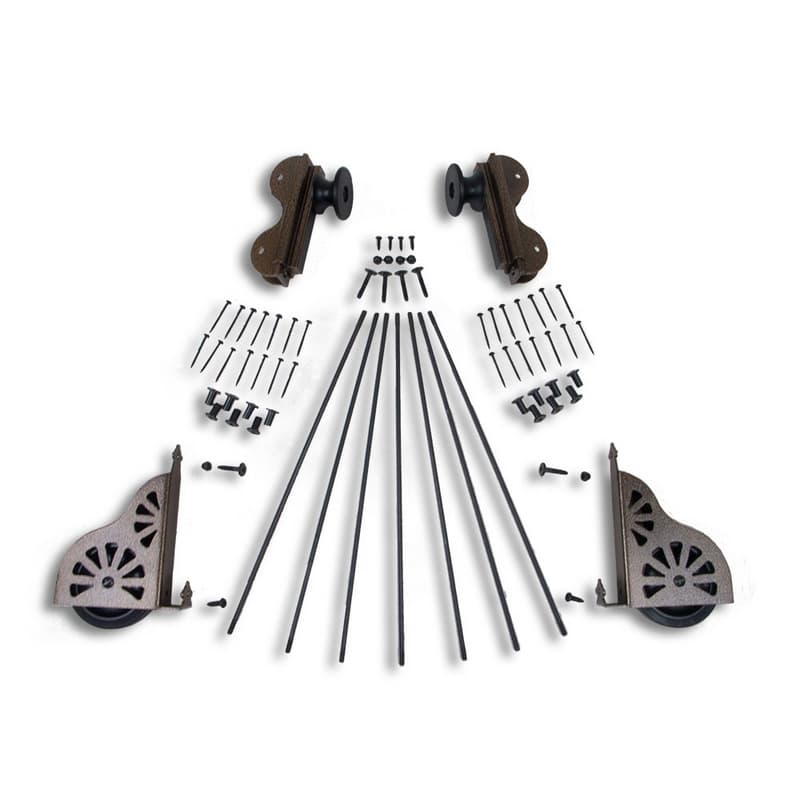 Rolling Hook Ladder Hardware Kit for 20" Wide Library Ladder, Hammered Antique Brass Finish