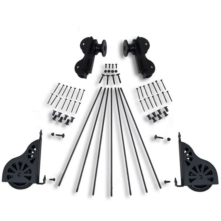 Rolling Hook Ladder Hardware Kit for 20" Wide Library Ladder, Black Finish