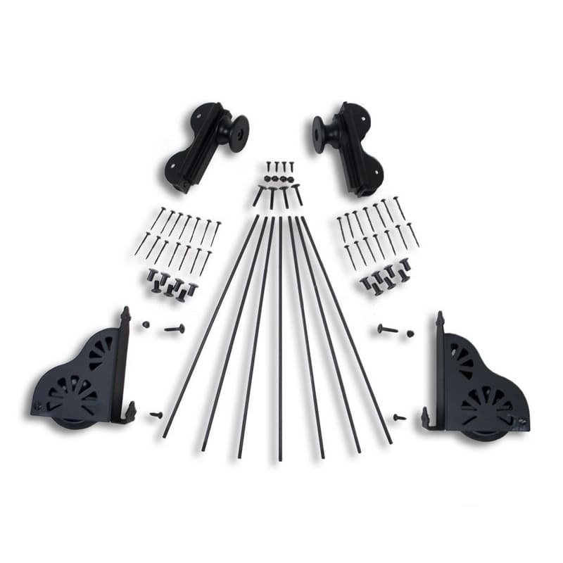 Rolling Hook Ladder Hardware Kit with Brake for 20" Wide Library Ladder, Black Finish