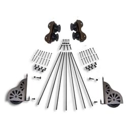 Rolling Hardware Kit with Break for 20" Wide Library Ladder, Hammered Antique Brass Finish