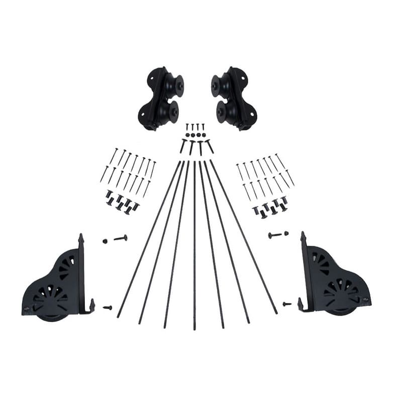 Rolling Hardware Kit with Break for 20" Wide Library Ladder, Black Finish