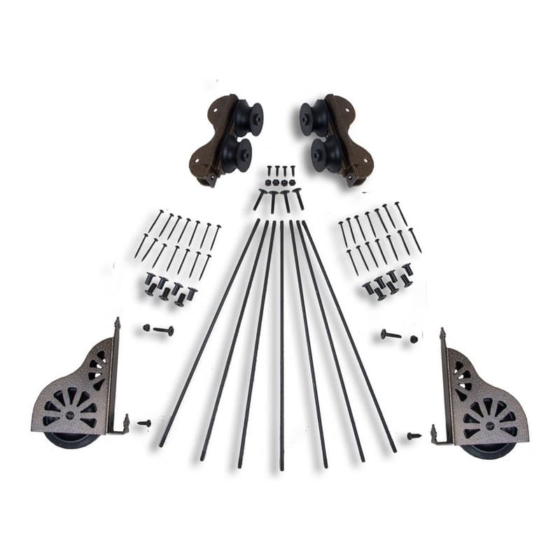 Rolling Hardware Kit for 20" Wide Library Ladder, Hammered Antique Brass Finish