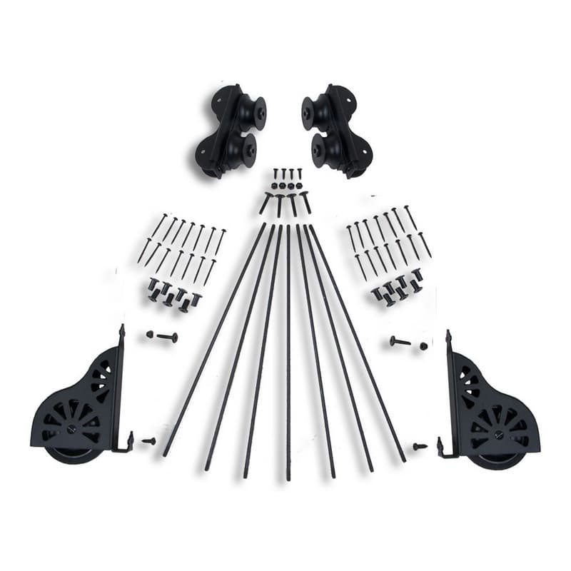 Rolling Hardware Kit for 20" Wide Library Ladder, Black Finish