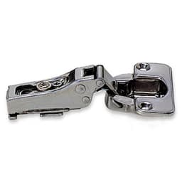 Lamp 100° Opening Standard Euro Hinge, 43mm Bore Pattern, Soft-Closing, Half Overlay, Nickel-Plated, Screw-On