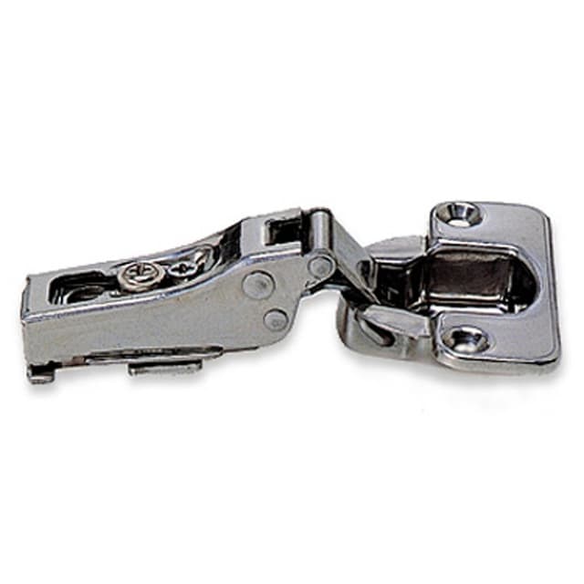 Lamp 100° Opening Standard Euro Hinge, 43mm Bore Pattern, Soft-Closing, Half Overlay, Nickel-Plated, Screw-On