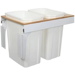 Double 35 QT Top-Mount Waste Container Pullout with Soft-Closing for 15" Width Cabinet Opening, White