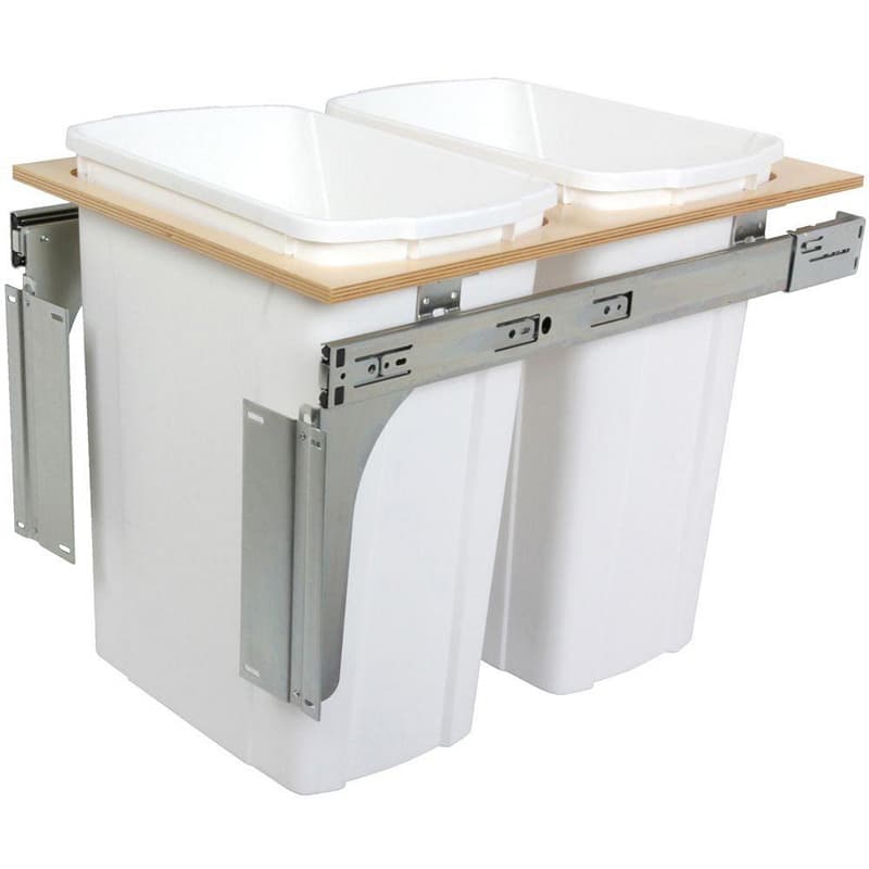 Double 35 QT Top-Mount Waste Container Pullout with 1-1/2" Face Frame for 21" Cabinet Opening, White