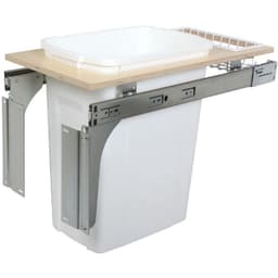 Single 35 QT Top-Mount Waste Container Pullout for 1-1/2" Face Frame, White