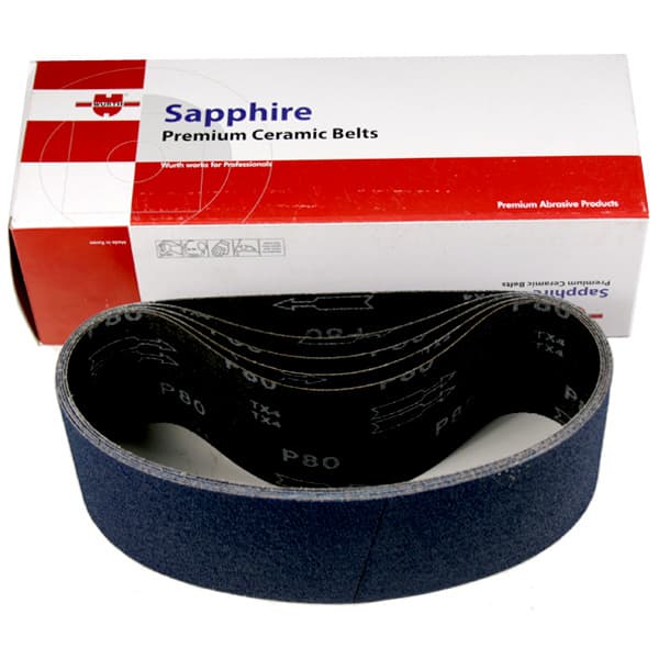4" x 24" 50 Grit Sapphire Premium Sanding Belt, Ceramic/Aluminum Oxide on X-Weight Cloth
