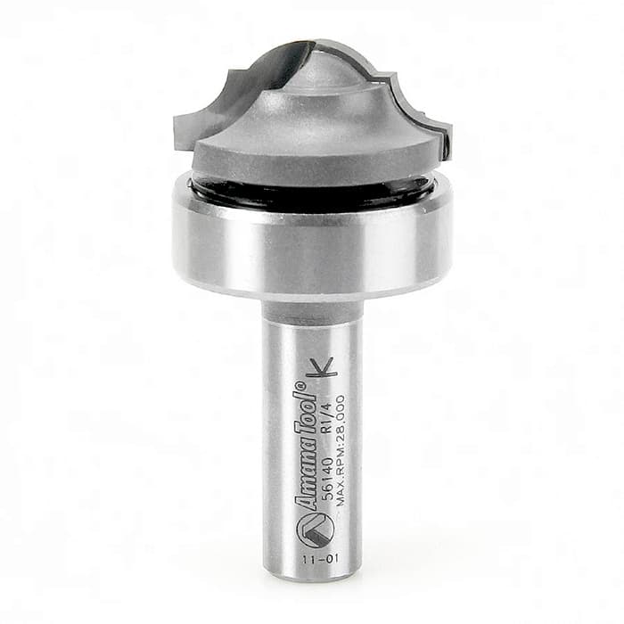 1-3/8" Dia x 9/16" Carbide Tipped Classical Plunge Core Box Bit with Upper BB 1/4" Radius, 1/2" Shank