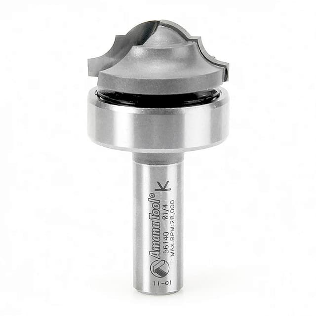 1-3/8" Dia x 9/16" Carbide Tipped Classical Plunge Core Box Bit with Upper BB 1/4" Radius, 1/2" Shank